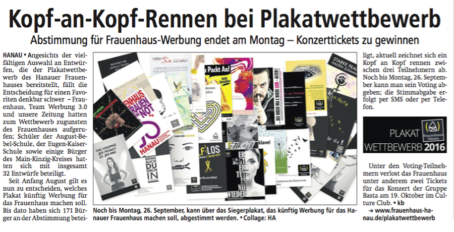 Hanauer Anzeiger Plakatwettbewerb 21.09.2016