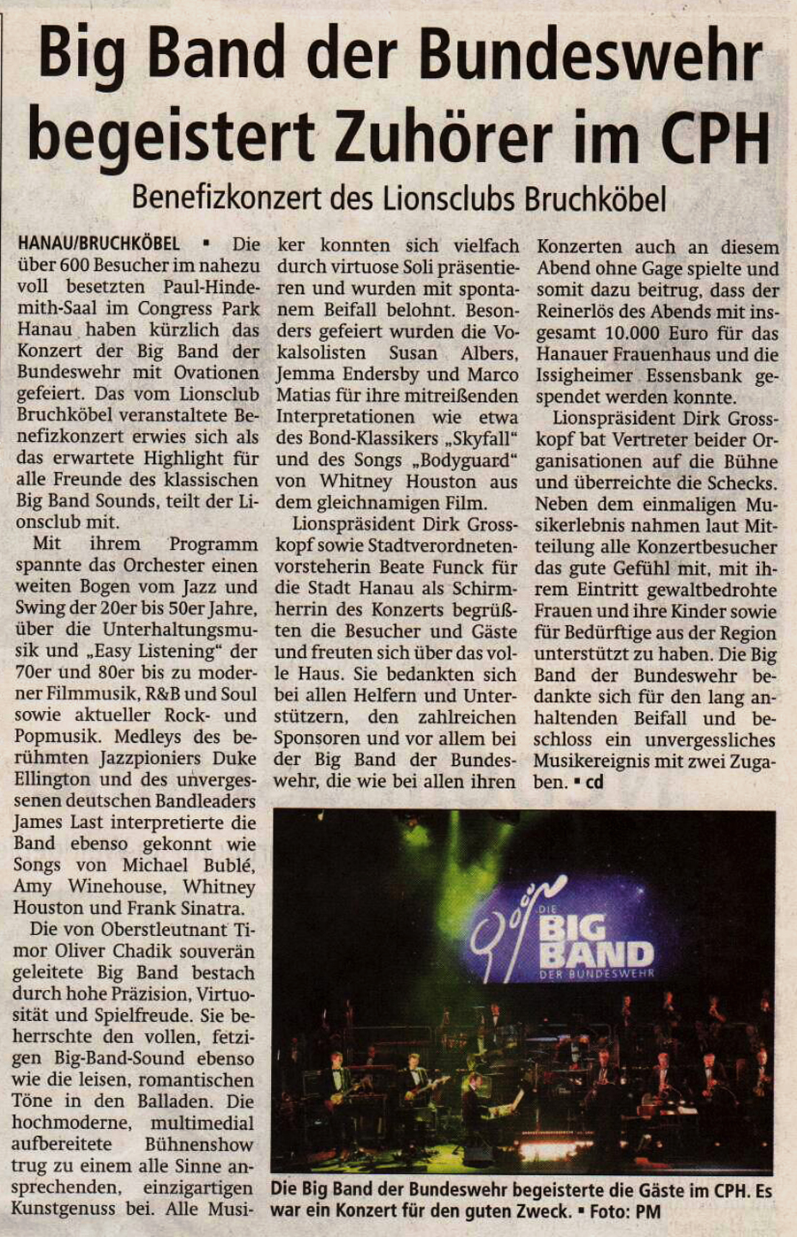 Hanauer Anzeiger Big Band Benefiz 10.04.2017